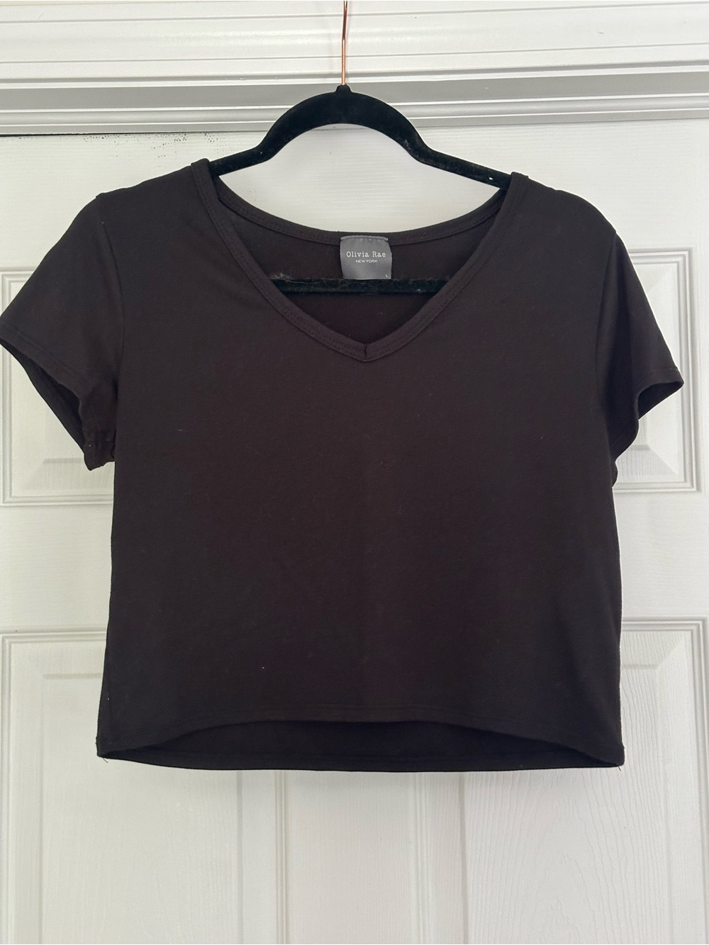 Olivia Rae Black V-Neck Cropped Top